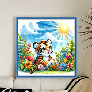 Huancan - A Tiger In The Spring Sunlight - 30*30CM 18CT 2 Stamped Cross Stitch