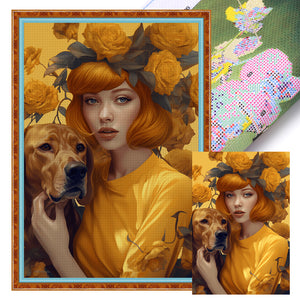 Yishu - Woman In Yellow - 40*60CM 11CT 3 Stamped Cross Stitch