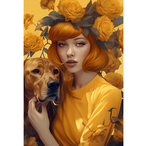 Yishu - Woman In Yellow - 40*60CM 11CT 3 Stamped Cross Stitch