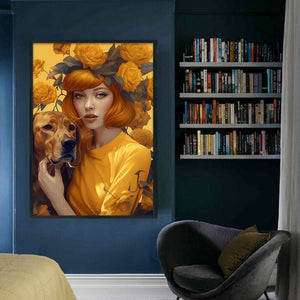 Yishu - Woman In Yellow - 40*60CM 11CT 3 Stamped Cross Stitch