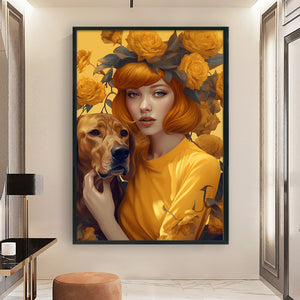 Yishu - Woman In Yellow - 40*60CM 11CT 3 Stamped Cross Stitch