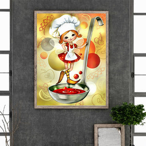 Cooking Girl 30*40CM(Canvas) Full Round Drill Diamond Painting