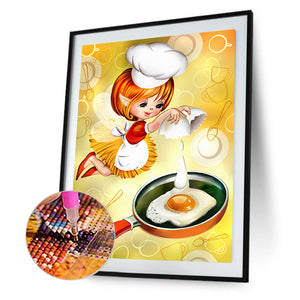 Cooking Girl 30*40CM(Canvas) Full Round Drill Diamond Painting