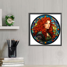 Load image into Gallery viewer, Red-Haired Girl Glass Painting 40*40CM(Picture) Full Round Drill Diamond Painting
