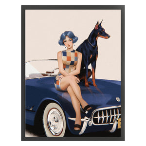 Yishu - Beautiful Woman In A Car - 40*56CM 11CT 3 Stamped Cross Stitch