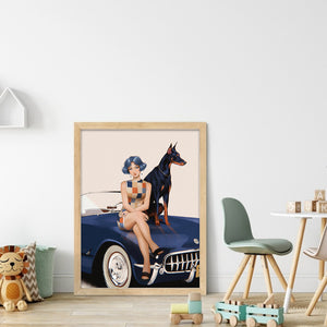 Yishu - Beautiful Woman In A Car - 40*56CM 11CT 3 Stamped Cross Stitch
