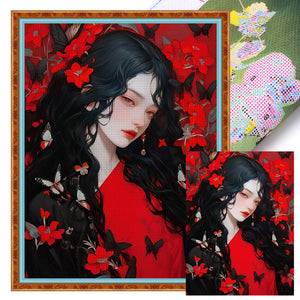 Yishu - Young Girl - 45*60CM 11CT 3 Stamped Cross Stitch