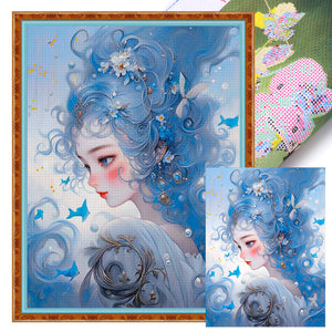Yishu - Young Girl In The Blue Sky - 45*60CM 11CT 3 Stamped Cross Stitch