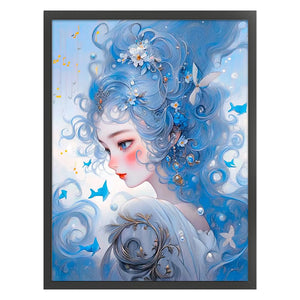 Yishu - Young Girl In The Blue Sky - 45*60CM 11CT 3 Stamped Cross Stitch