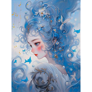 Yishu - Young Girl In The Blue Sky - 45*60CM 11CT 3 Stamped Cross Stitch