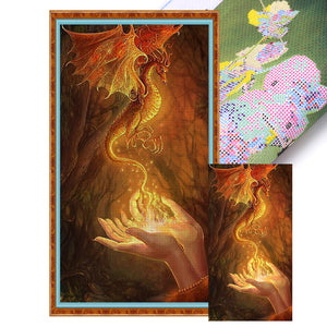 Huancan - Dragon In The Palm - 40*70CM 14CT 2 Stamped Cross Stitch