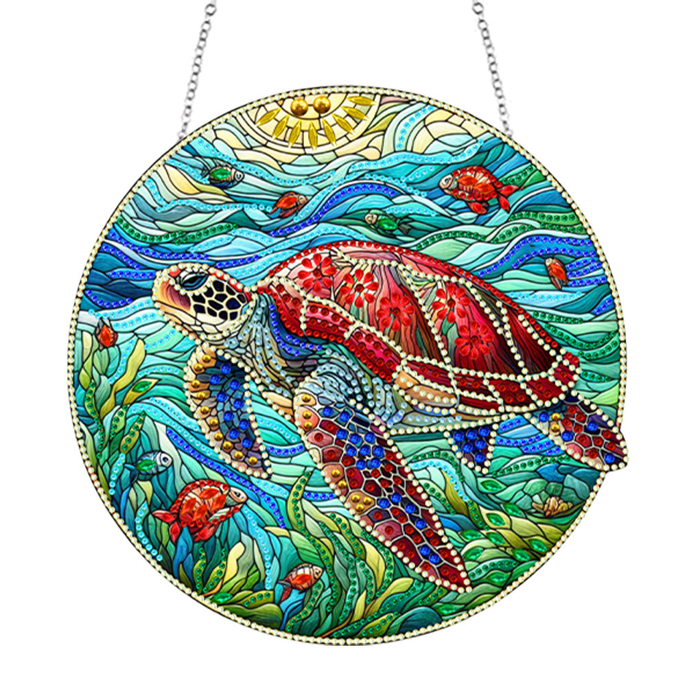 Animal Suncatcher 2D Flat DIY Seaturtle Hanging Diamond Art Kits for Home Decor