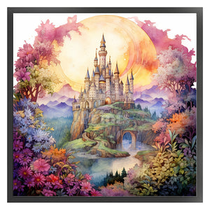 Huancan - Castle Behind The Flower Wall - 50*50CM 14CT 2 Stamped Cross Stitch