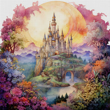 Load image into Gallery viewer, Huancan - Castle Behind The Flower Wall - 50*50CM 14CT 2 Stamped Cross Stitch
