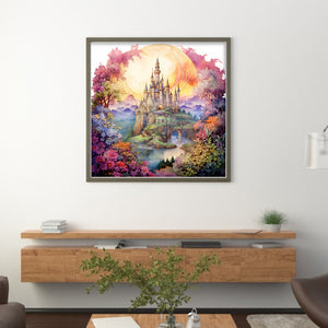 Huancan - Castle Behind The Flower Wall - 50*50CM 14CT 2 Stamped Cross Stitch