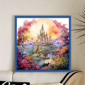 Huancan - Castle Behind The Flower Wall - 50*50CM 14CT 2 Stamped Cross Stitch