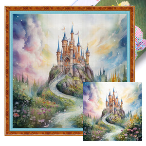 Huancan - Flower Path To The Castle - 50*50CM 14CT 2 Stamped Cross Stitch