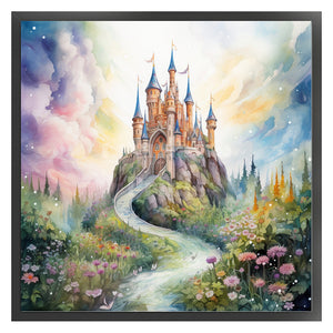 Huancan - Flower Path To The Castle - 50*50CM 14CT 2 Stamped Cross Stitch