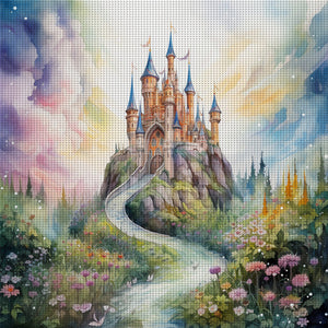Huancan - Flower Path To The Castle - 50*50CM 14CT 2 Stamped Cross Stitch