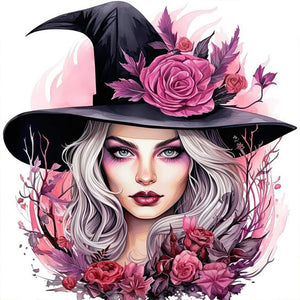 Rose And Magic Witch 30*30CM(Canvas) Full Round Drill Diamond Painting