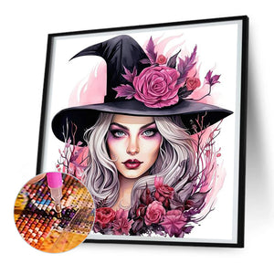 Rose And Magic Witch 30*30CM(Canvas) Full Round Drill Diamond Painting