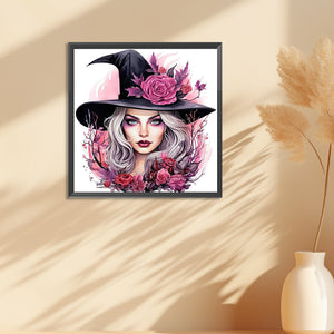 Rose And Magic Witch 30*30CM(Canvas) Full Round Drill Diamond Painting