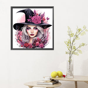 Rose And Magic Witch 30*30CM(Canvas) Full Round Drill Diamond Painting