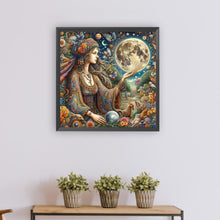 Load image into Gallery viewer, Strange Girl And The Moon 50*50CM(Canvas) Full Round Drill Diamond Painting
