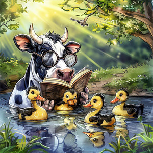 Cow 50*50CM(Canvas) Full Round Drill Diamond Painting