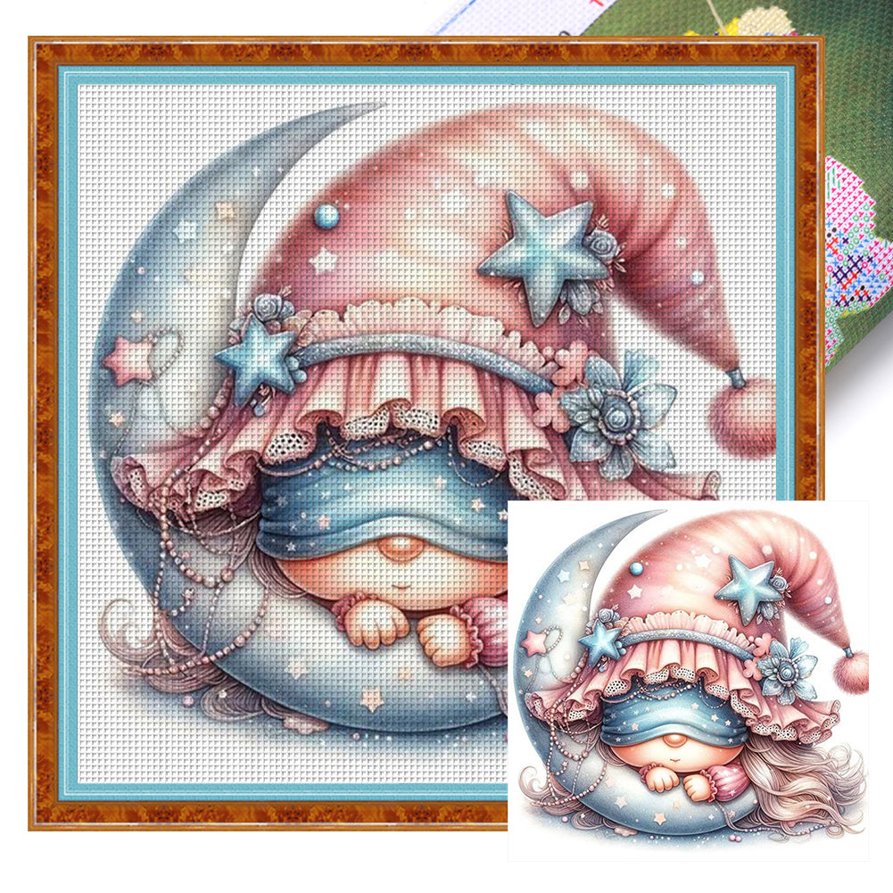 Huancan - Moon Girl - 50*50CM 14CT 2 Stamped Cross Stitch