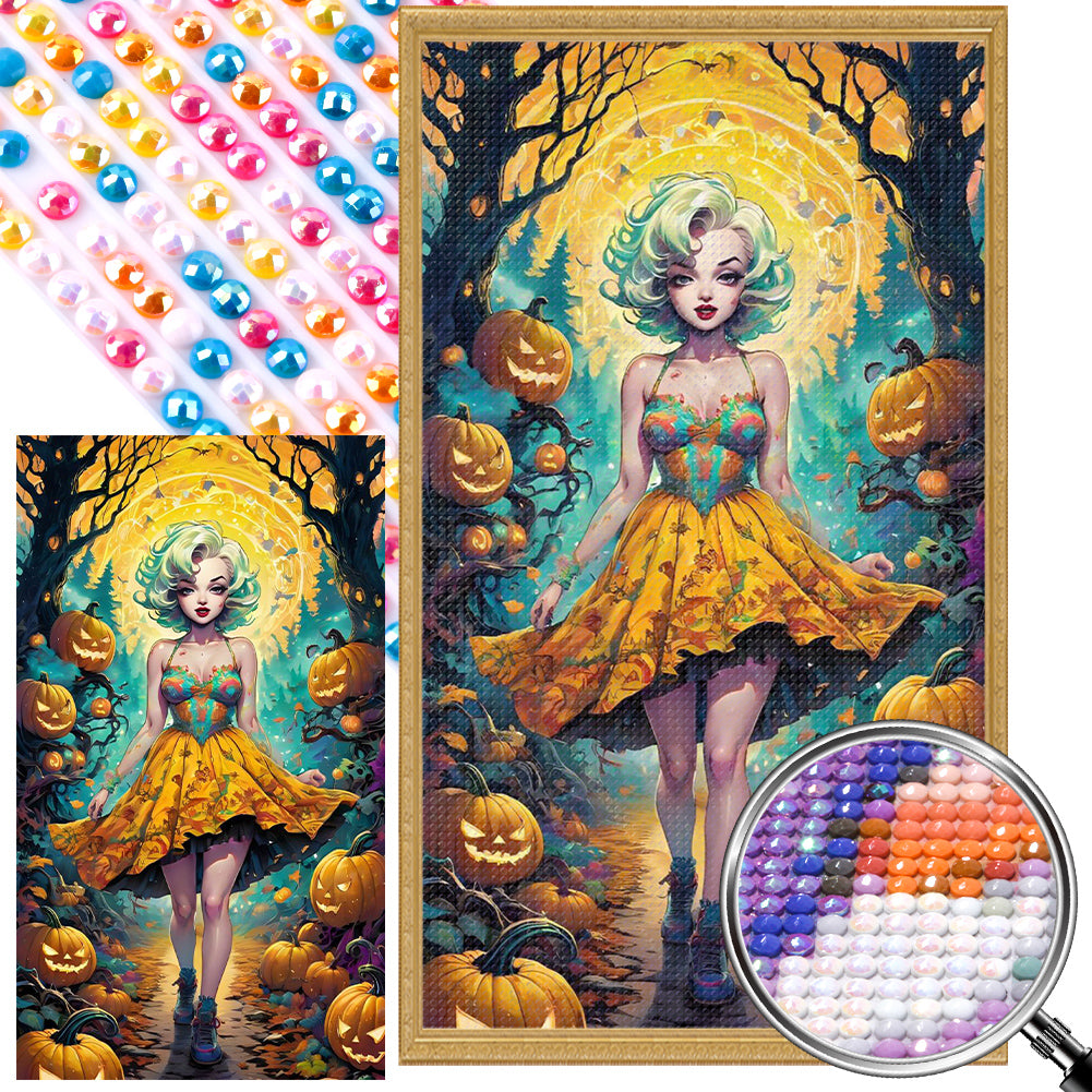 Halloween Forest Girl 40*70CM(Picture) Full Round Drill Diamond Painting