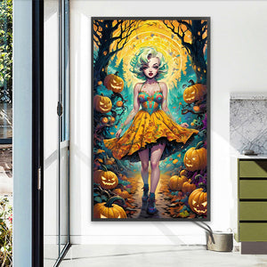 Halloween Forest Girl 40*70CM(Picture) Full Round Drill Diamond Painting