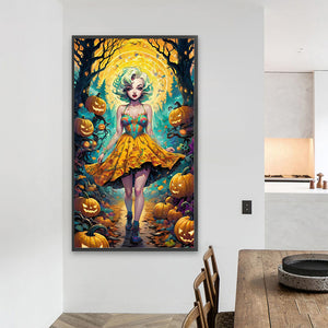 Halloween Forest Girl 40*70CM(Picture) Full Round Drill Diamond Painting