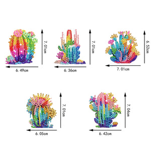 5 Pcs Double Side Cacti Diamond Art Keyring for Birthday Crafting Party Decor