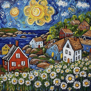 Colorful House 30*30CM(Canvas) Full Round Drill Diamond Painting