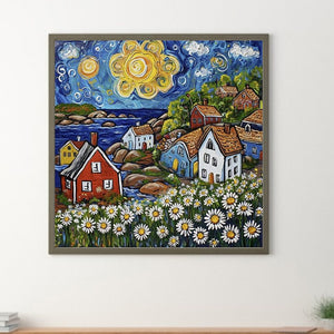 Colorful House 30*30CM(Canvas) Full Round Drill Diamond Painting