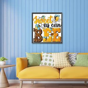 Sweet Bee English Calligraphy 30*30CM(Canvas) Partial Special Shaped Drill Diamond Painting