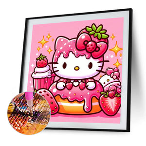 Strawberry Hello Kitty 30*30CM(Picture) Full Round Drill Diamond Painting