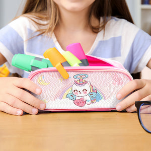 Cartoon Unicorn Round DIY Diamond Painting Stationery Box Students Pencil Case