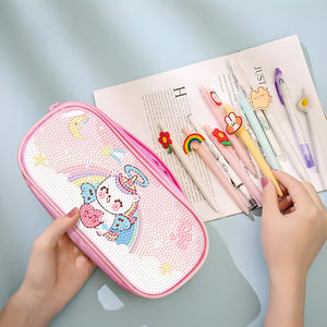 Cartoon Unicorn Round DIY Diamond Painting Stationery Box Students Pencil Case
