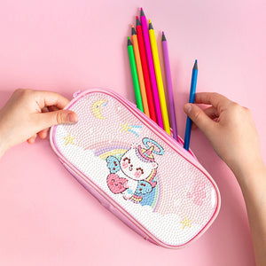 Cartoon Unicorn Round DIY Diamond Painting Stationery Box Students Pencil Case