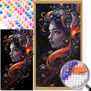 Flowers And Girls 40*75CM(Picture) Full Round Drill Diamond Painting
