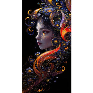 Flowers And Girls 40*75CM(Picture) Full Round Drill Diamond Painting