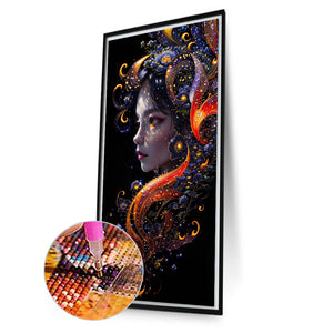 Flowers And Girls 40*75CM(Picture) Full Round Drill Diamond Painting
