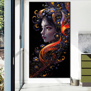 Flowers And Girls 40*75CM(Picture) Full Round Drill Diamond Painting