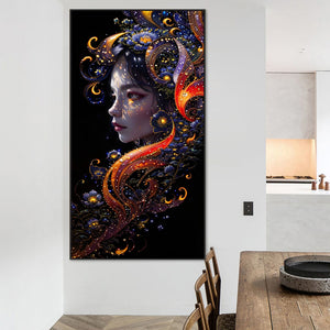 Flowers And Girls 40*75CM(Picture) Full Round Drill Diamond Painting