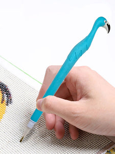 Cute Flamingo Diamond Painting Pen Kit with Clay Tips Tray DIY Craft (3 Pen Set)