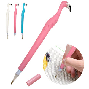 Cute Flamingo Diamond Painting Pen Kit with Clay Tips Tray DIY Craft (3 Pen Set)