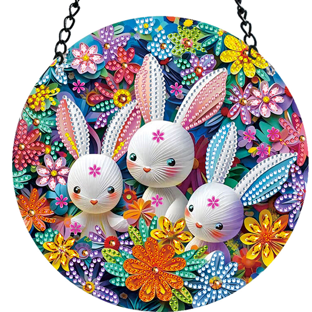 Suncatcher Animal Diamond Painting Art Pendant for Kid DIY Craft (Rabbit)