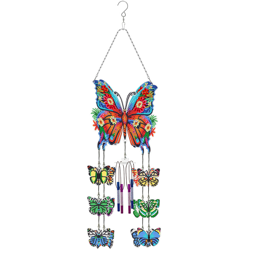 Double Sided Flower Butterflies Crystal Wind Chimes Pendant Kit for Window Decor